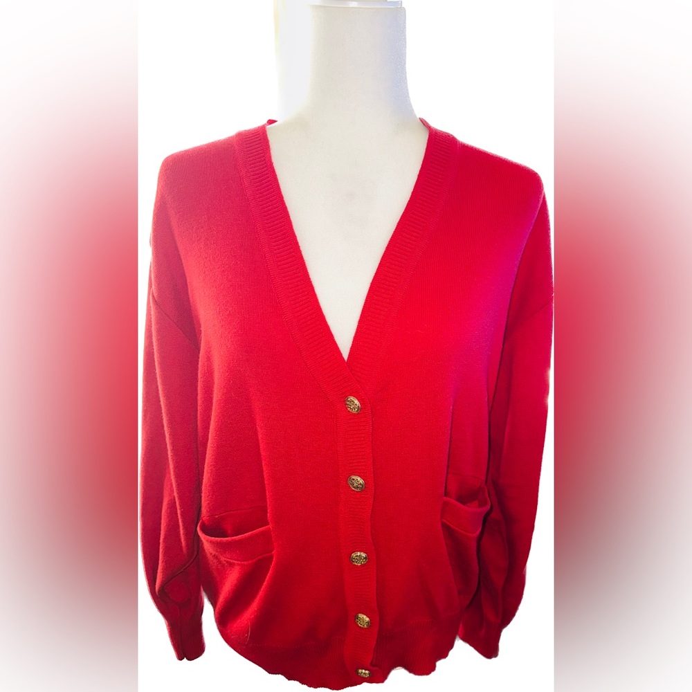 Redcat Red Cardigan Gold Button size L - Picture 10 of 11
